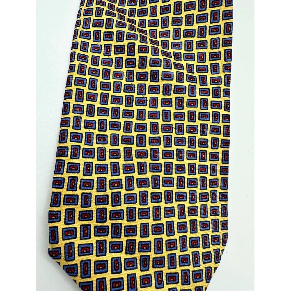 Lauren Ralph Lauren‎ Tie Mens Geometric Medallion Silk Necktie Gold One Size